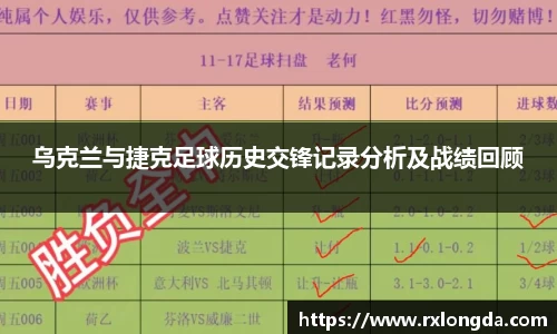乌克兰与捷克足球历史交锋记录分析及战绩回顾